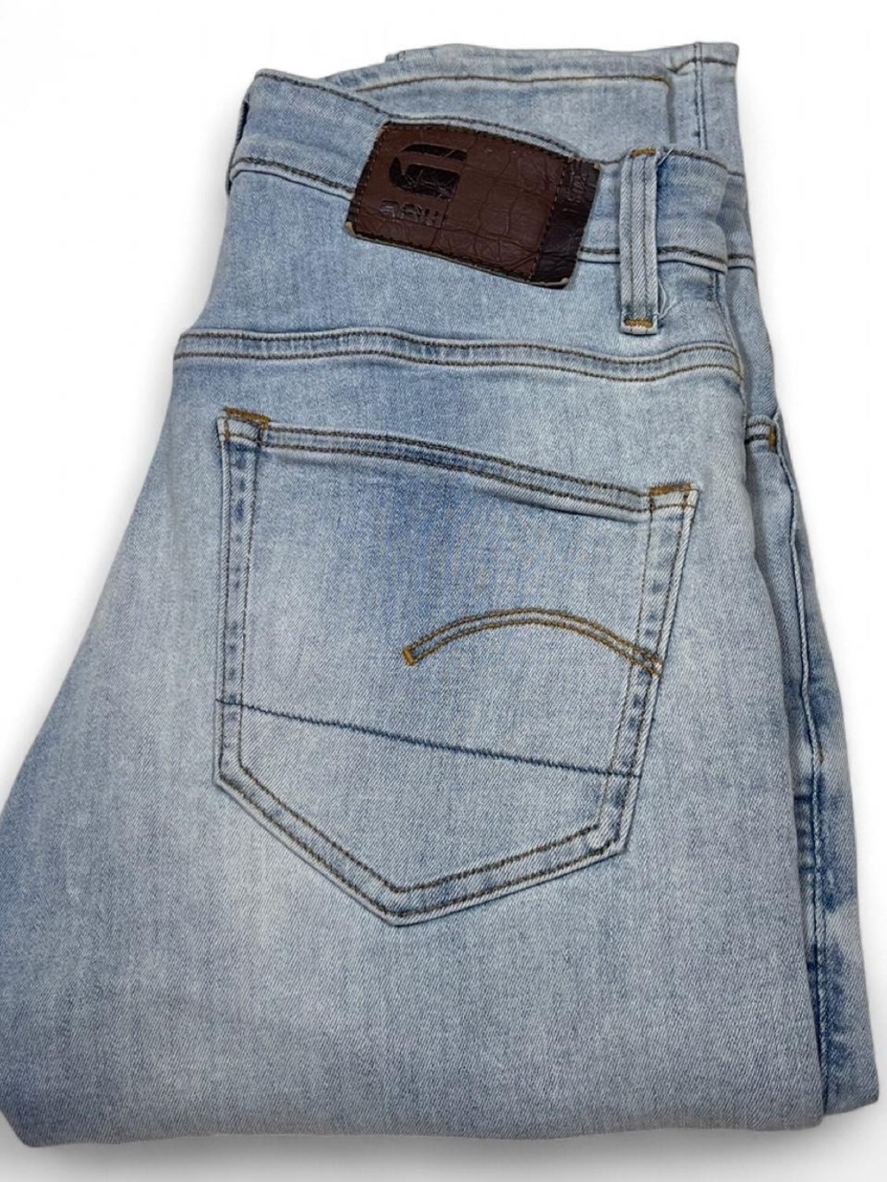 G Star Raw 3301 Deconstructed Super Slim Light Wash Blue Jeans Mens Size W31 L32
